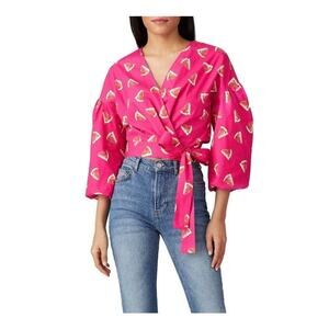 Color Me Courtney Emily Wrap Crop Top In Pink Sz‎ M